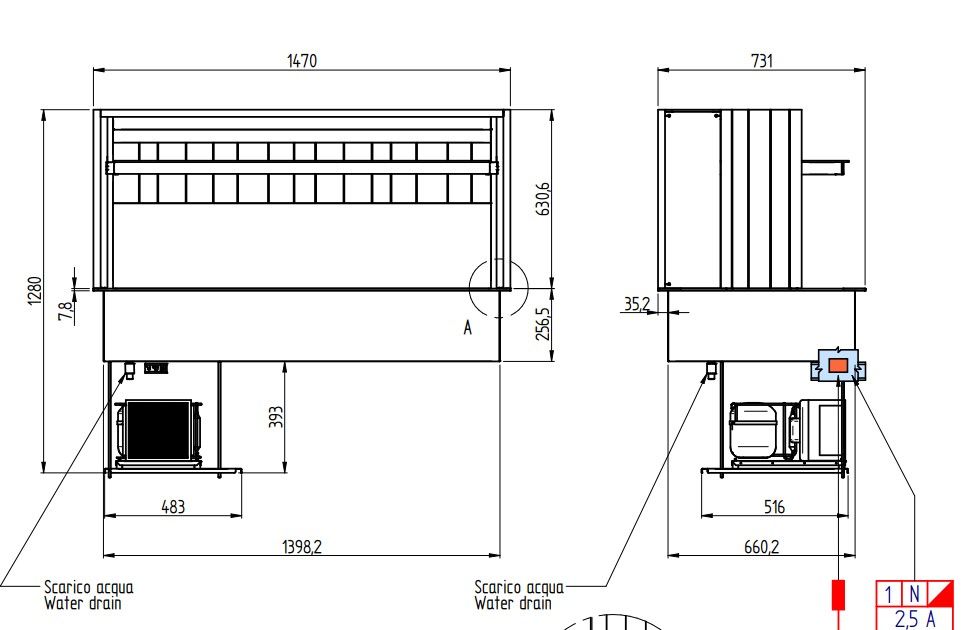 Купить ПРИЛАВОК ХОЛОД. ENOFRIGO DOGE WALL 1400 RF ВСТР. A1DOGEKWRF14P/X ЦВЕТ 608