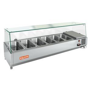 Купить VRTG 1390 1/3 витрина охл. настольная, со стеклом, 1390х385х459 мм, HICOLD RUS