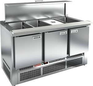Купить SLE3-111GN О С КРЫШКОЙ стол для салатов, охл. (+2+10), 3 двери, 1485х700х850мм, ниж.распол.агрегата