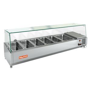 Купить VRTG 1485 1/3 витрина охл.настольная к PZE3, со стеклом, 1485х385х459 мм, HICOLD RUS