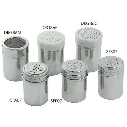 Купить Емкость для сыпучих продуктов с мелкой сеткой 0,24л d6см h8,5см, нерж.сталь с пластиковой крышкой DR