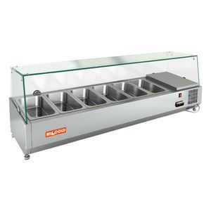 Купить VRX 1400 1/3 витрина охл.настольная, со стеклом, 1400х385х459 мм, HICOLD RUS