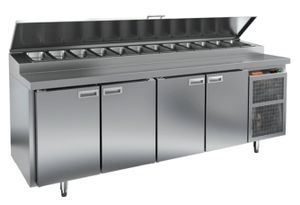 Купить PZ1-1111/GN (1/3H) стол для пиццы охл.(+2+10), 4 двери, 2280х700х850мм, глубина раб.пов. 324мм